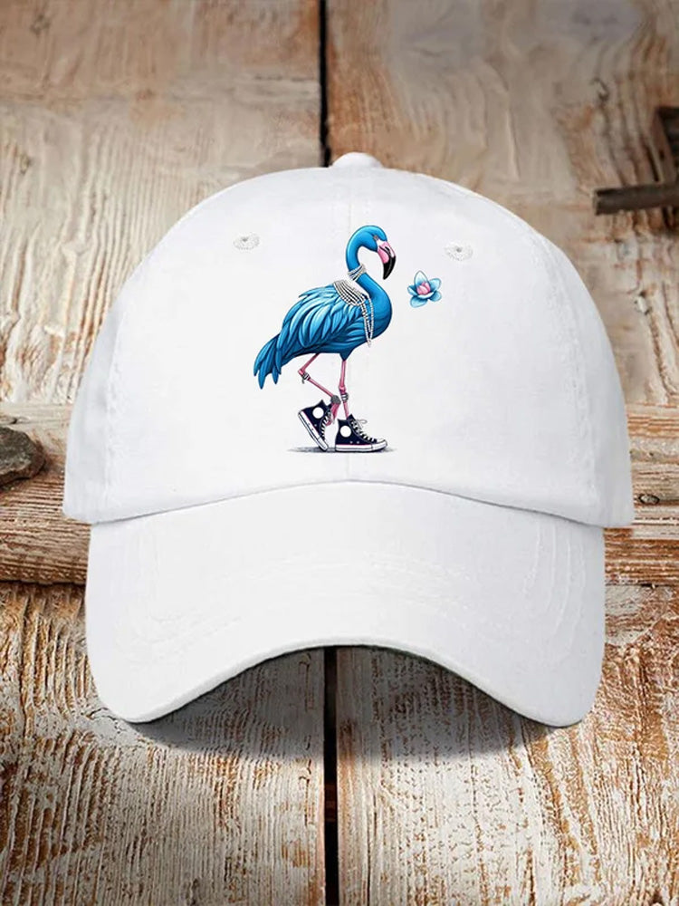Pearl Necklace Canvas Shoes Flamingo Print Hat
