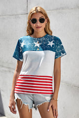 Women's Women The US Stars and Stripes Inspired Short Sleeve Tee