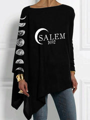 Salem 1692 Moon Phase Bat Sleeve T Shirt
