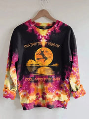 Halloween On A Dark Desert Highway Cool Wind In My Hair Tie Dye Print Sweatshirt