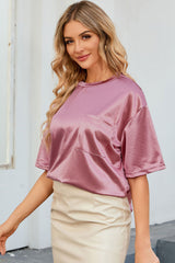 Women's Pink Chest Pocket Loose Fit T Shirt
