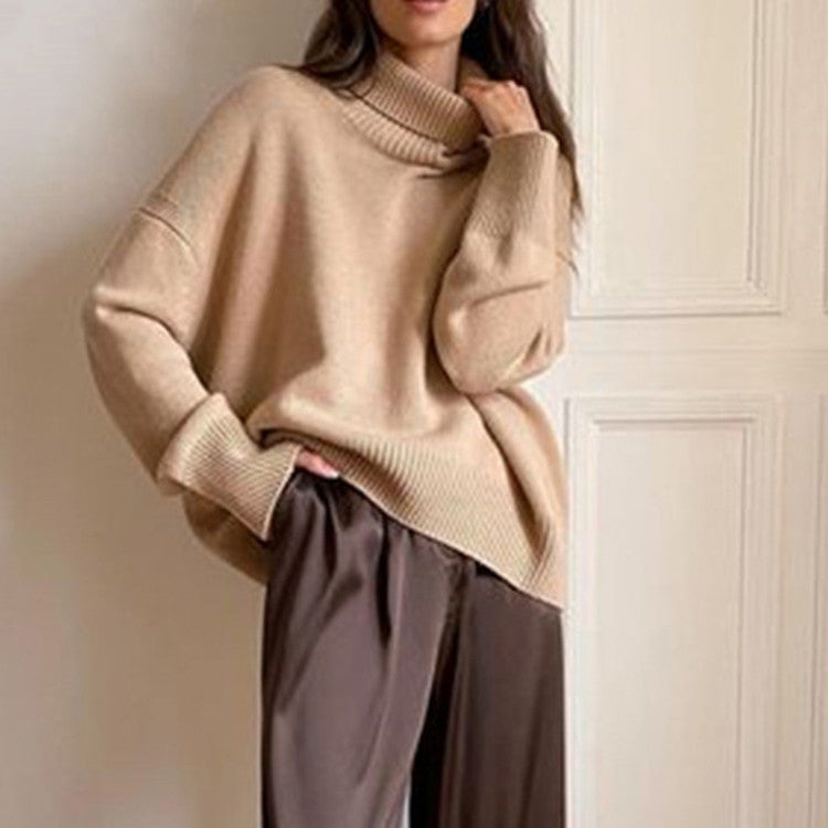 Turtleneck Sweater Solid Color Sweater