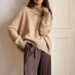 Turtleneck Sweater Solid Color Sweater