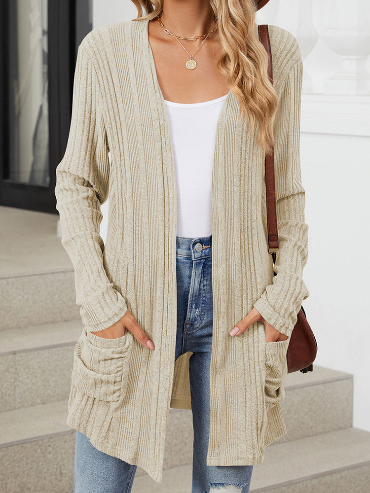 Simple Solid Color Casual Knit Cardigan