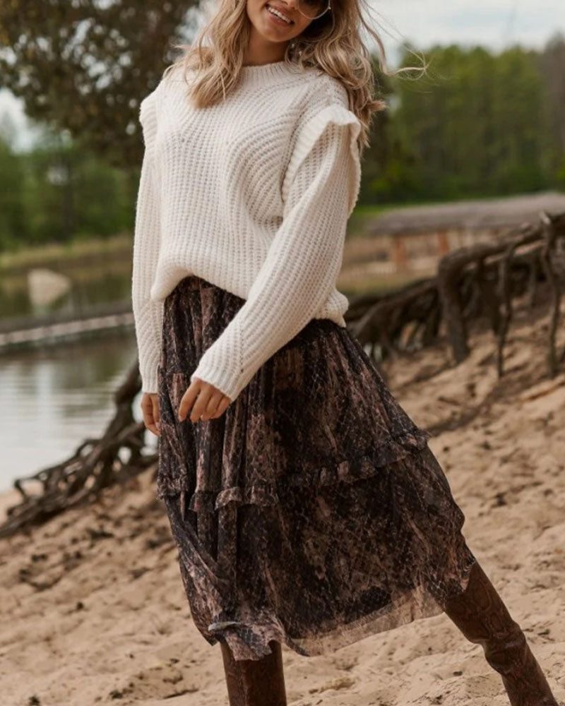 Elegant casual fly sleeve sweater