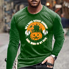 Men's Halloween Pumpkin Graphic Casual Long Sleeve T-Shirt