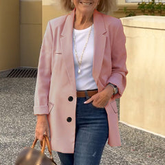 Casual Solid Button Lapel Blazer