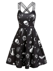 Halloween Inspired Print Sleeveless Mini Dress