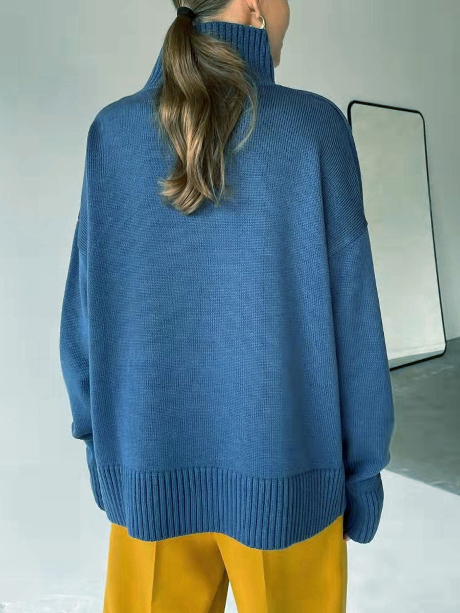 Turtleneck knitted padded loose sweater