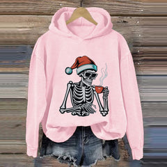 Dead Inside Skeleton Christmas Coffee Print Hoodie