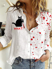Halloween Cat What Funny Black Cat Comfy Blouse