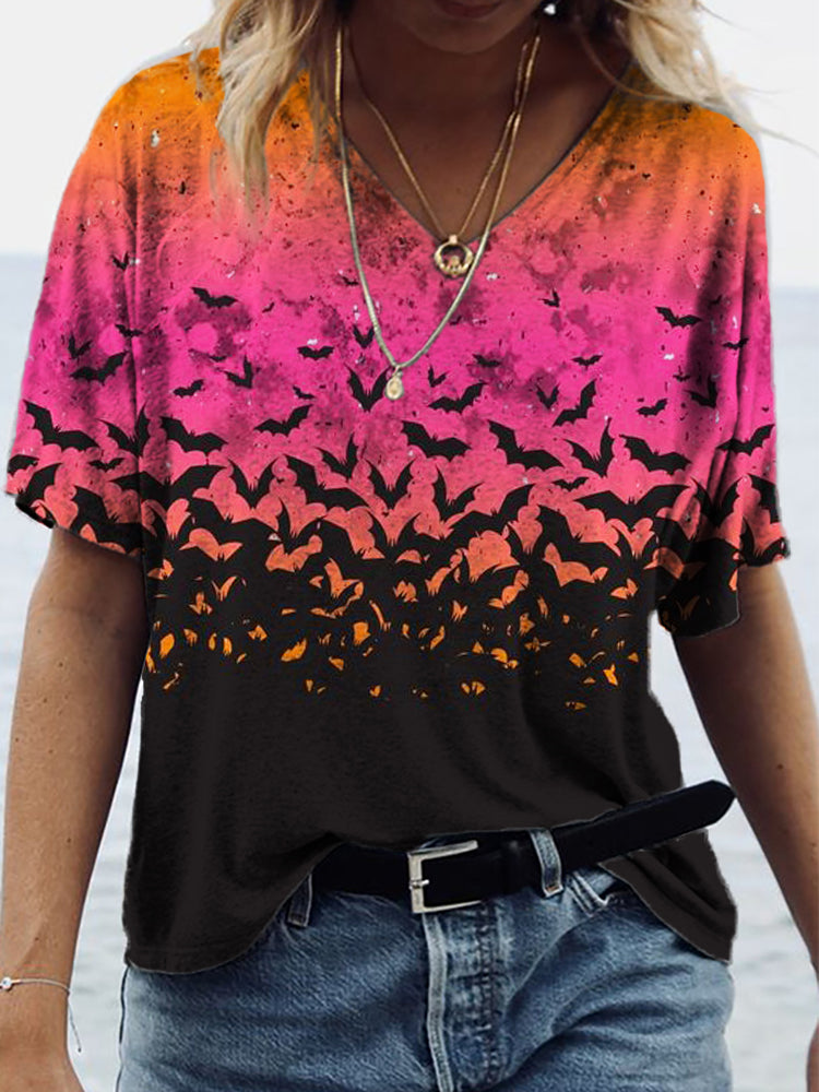 Halloween Bats Gradient Art T Shirt