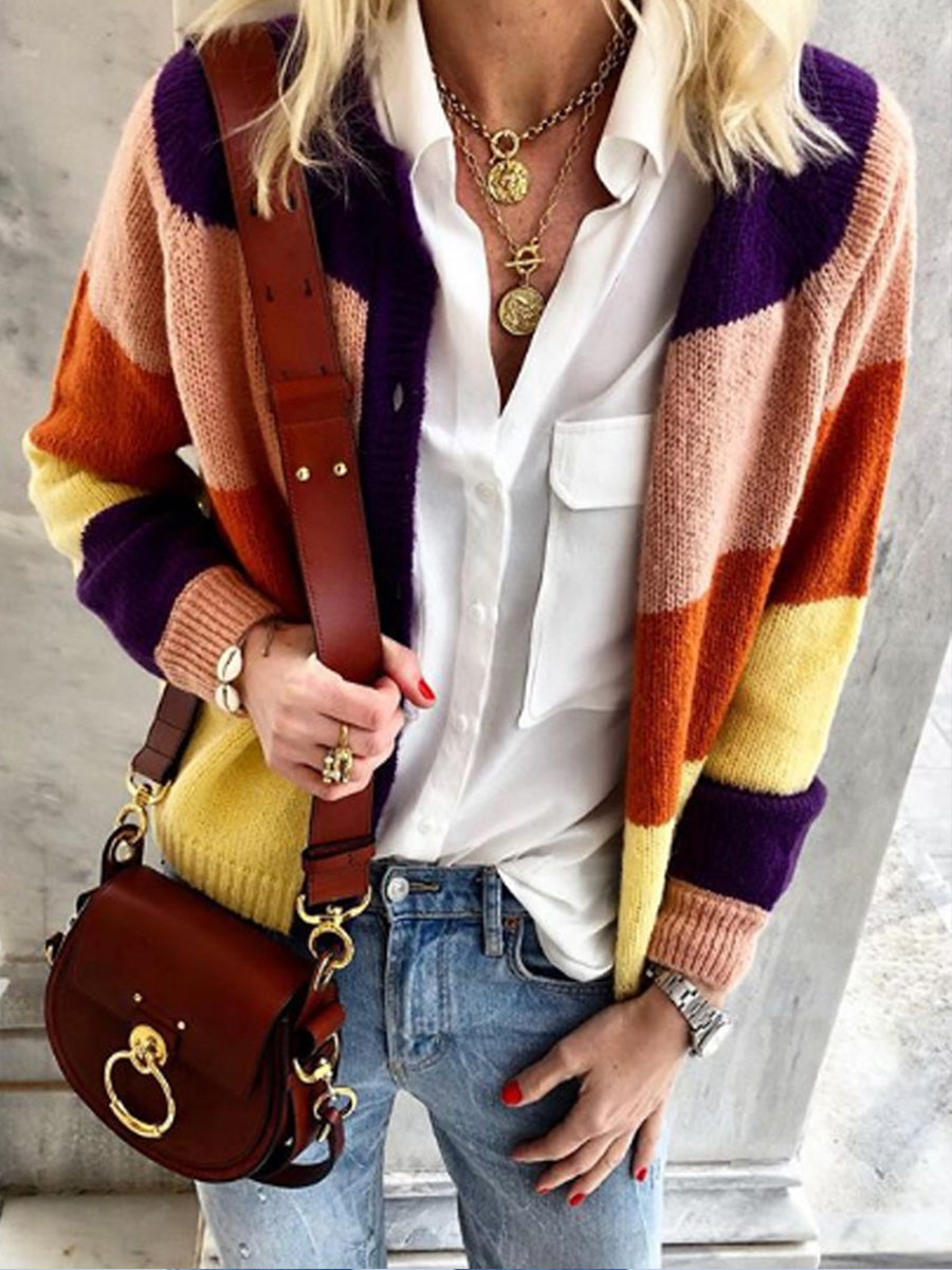 Casual Striped Knitted Cardigan