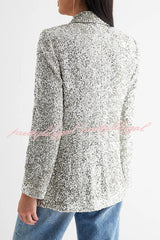 Bring The Sparkle Sequin long sleeve Lapel Blazer