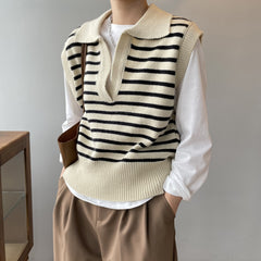Lapel Striped Vintage Vest
