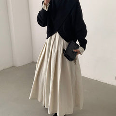 Loose Irregular Cross Knitted Sweater With Standing Collar