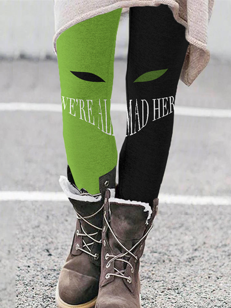 Green Monster Mad Here Print Leggings