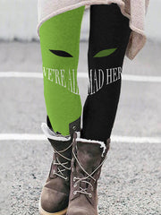 Green Monster Mad Here Print Leggings
