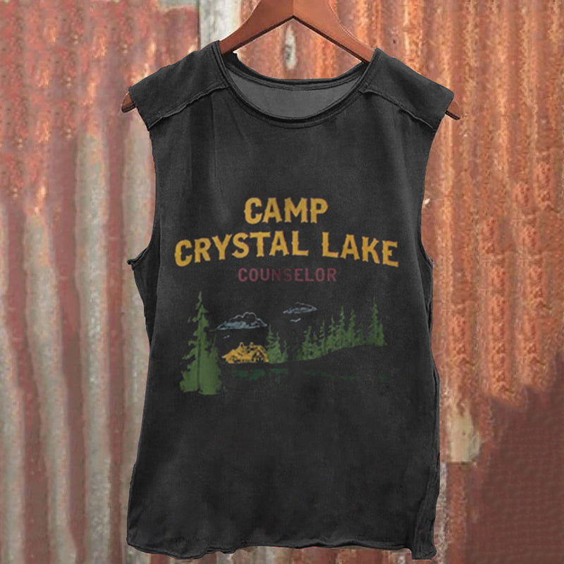 Men's Landscape Camp Crystal Lake Print Casual Tank Top