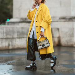 Lantern sleeve solid color long coat