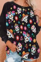 Casual Skull Print Long Sleeve Sweatshirt