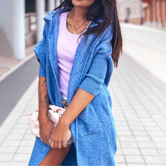 Letter Print Long Sleeve Knit Coat