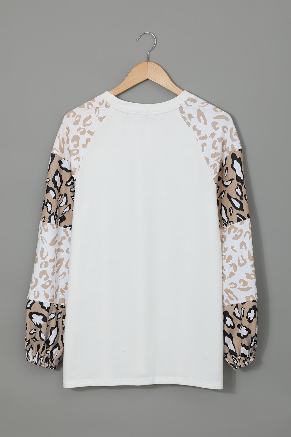 Women's Women Beige Leopard Print Bubble Sleeve Top