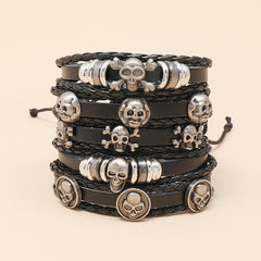 Skull Beaded Leather Bracelet