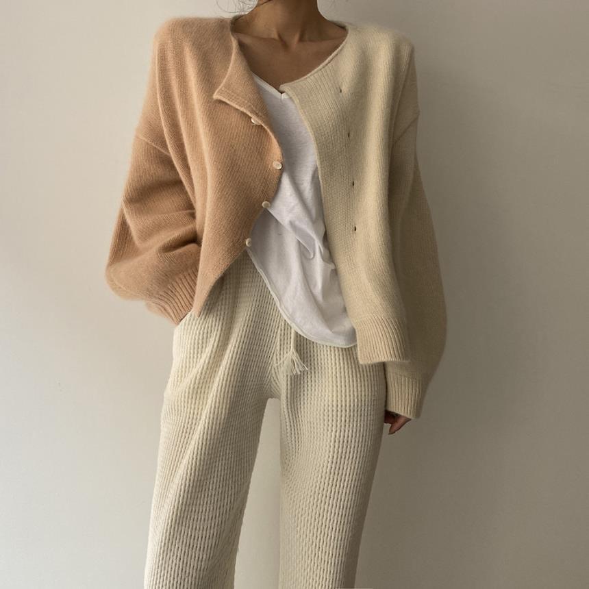 Contrast Stitching Single-Breasted Cardigan Jacket