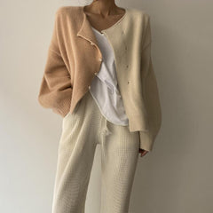 Contrast Stitching Single-Breasted Cardigan Jacket