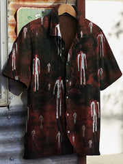 Men's Halloween Spooky Bloody Art Short Sleeve Shirt