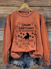 Salem Sanctuary For Wayward Cats Ferals & Familiars Elcome Est 1692 Halloween Sweatshirt