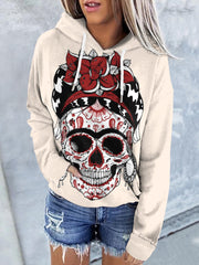 Casual Floral Queen of the Dead Print Hoodie