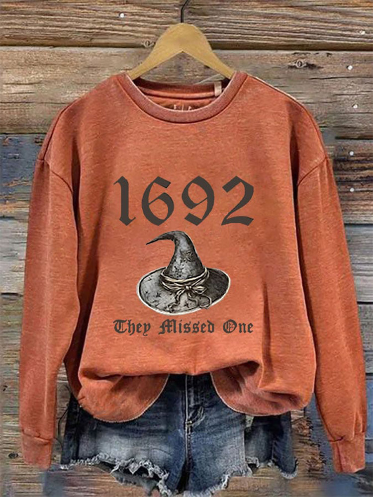 Women's Halloween 1692 They Missed One Print Crew Neck Sweatshirt