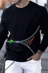 Round Neck Fun Zipper Big Teeth Sweatshirt