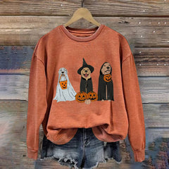 Halloween Dog Pumpkin Print Sweatshirt