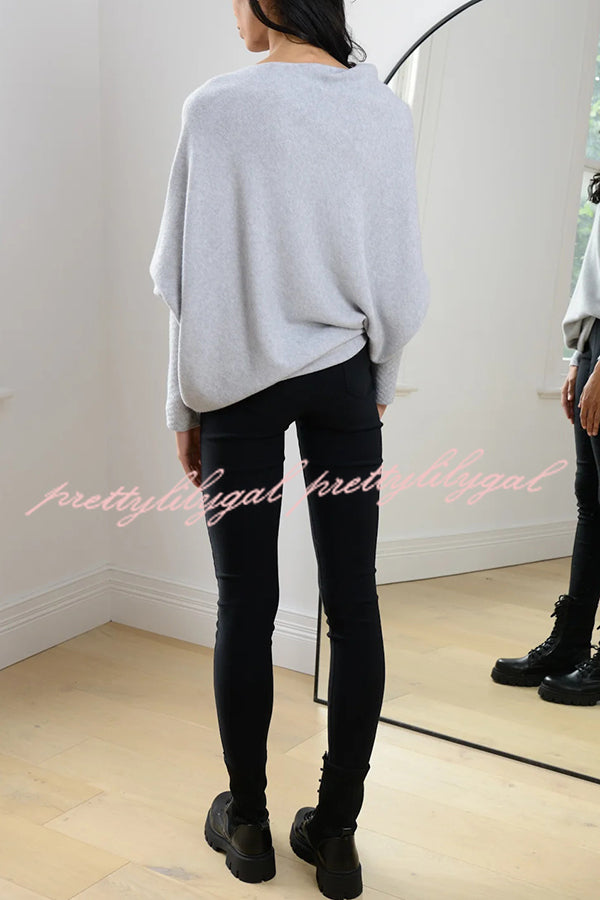 Solid Color Round Neck Long Sleeve Loose Knitted Sweater
