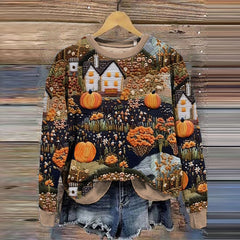 Women'S Halloween Pumpkins Pattern Sweatshirt