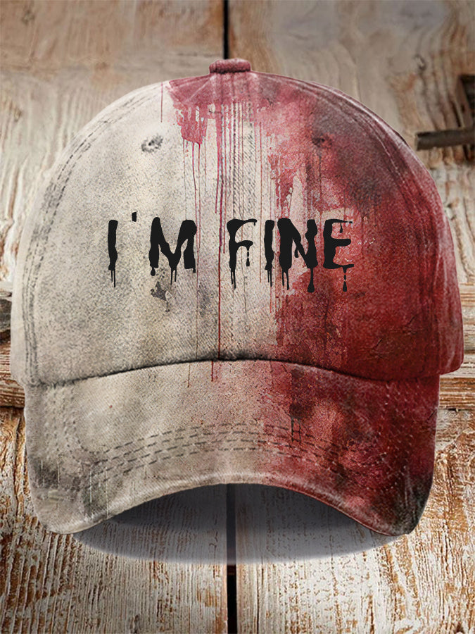 Women's Im Fine Halloween Blood Splatter Print Hat