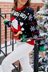 Christmas Print Crew Neck Long Sleeve Sweater