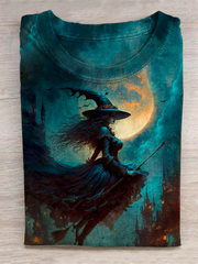 Halloween Witch Print Casual Long Sleeve T-Shirt
