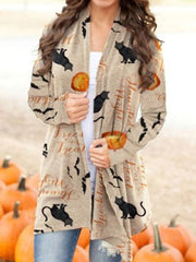 Halloween Print Long Sleeve Cardigan