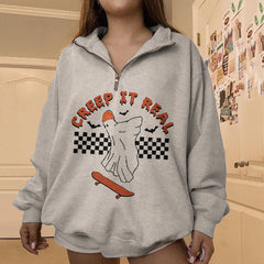 Halloween Skate Ghost Print Sweatshirt