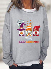 Halloween Gnome Print Oversized Sweatshirt