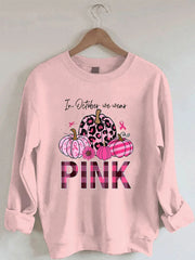 October Pink Pumpkin Print Sweatshirt