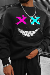 Halloween Smiley Print Casual Oversized Sweatshirt