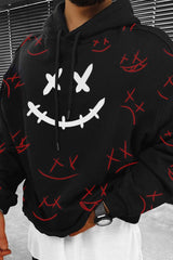 Halloween Casual Smiley Print Hoodie
