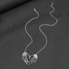 Gothic Punk Skeleton Hand Necklace