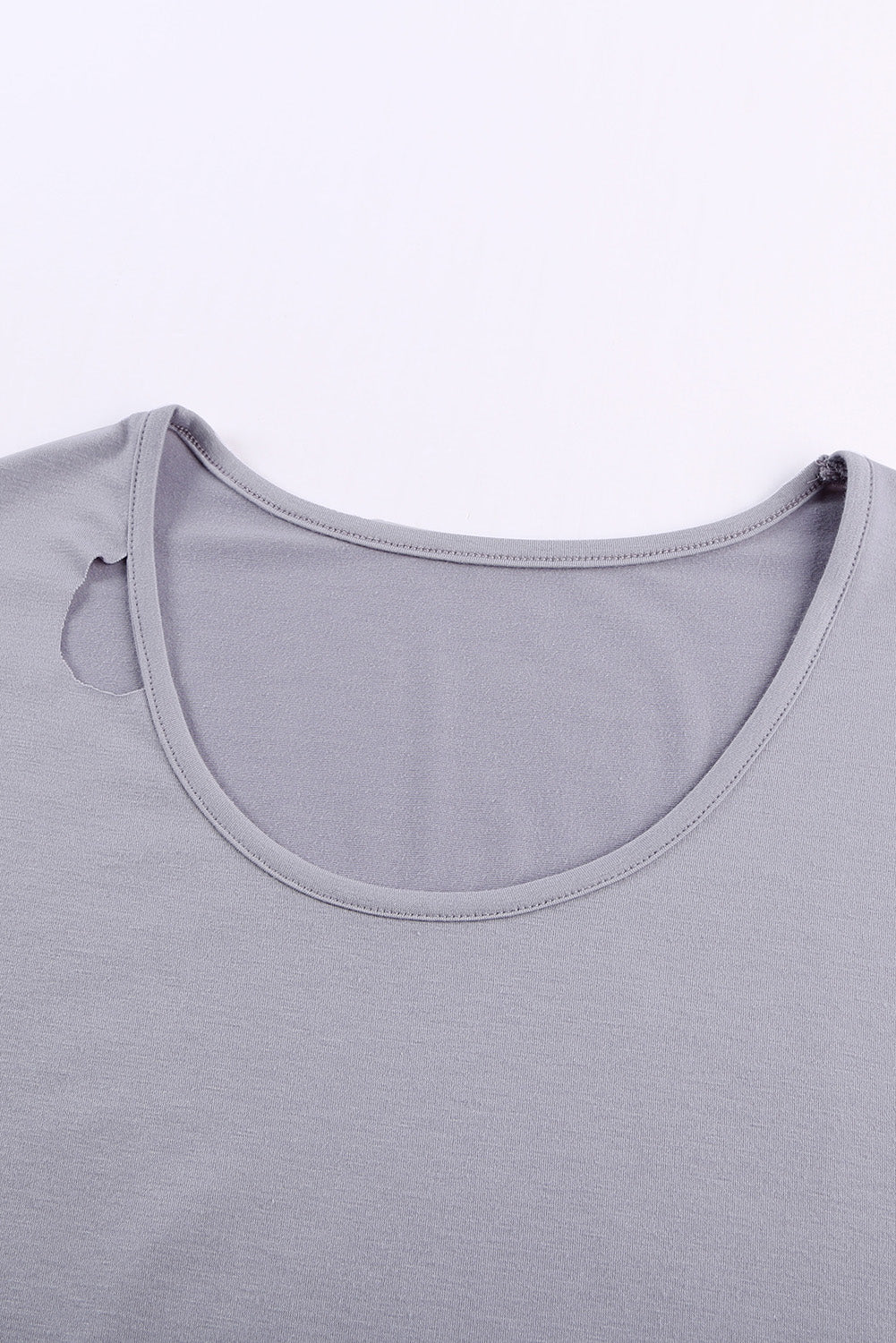 Women's Gray Summer Short Sleeve Cut Out T-shirt