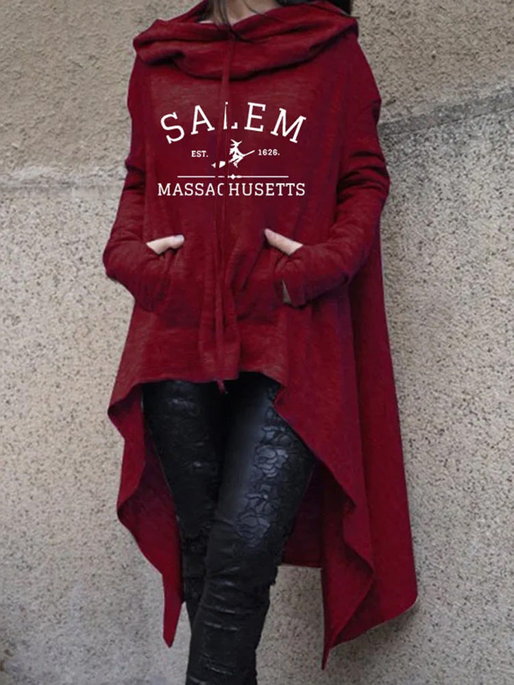 Women's Salem Massachusetts Printed Irregular Long Sleeve Sweatshirt